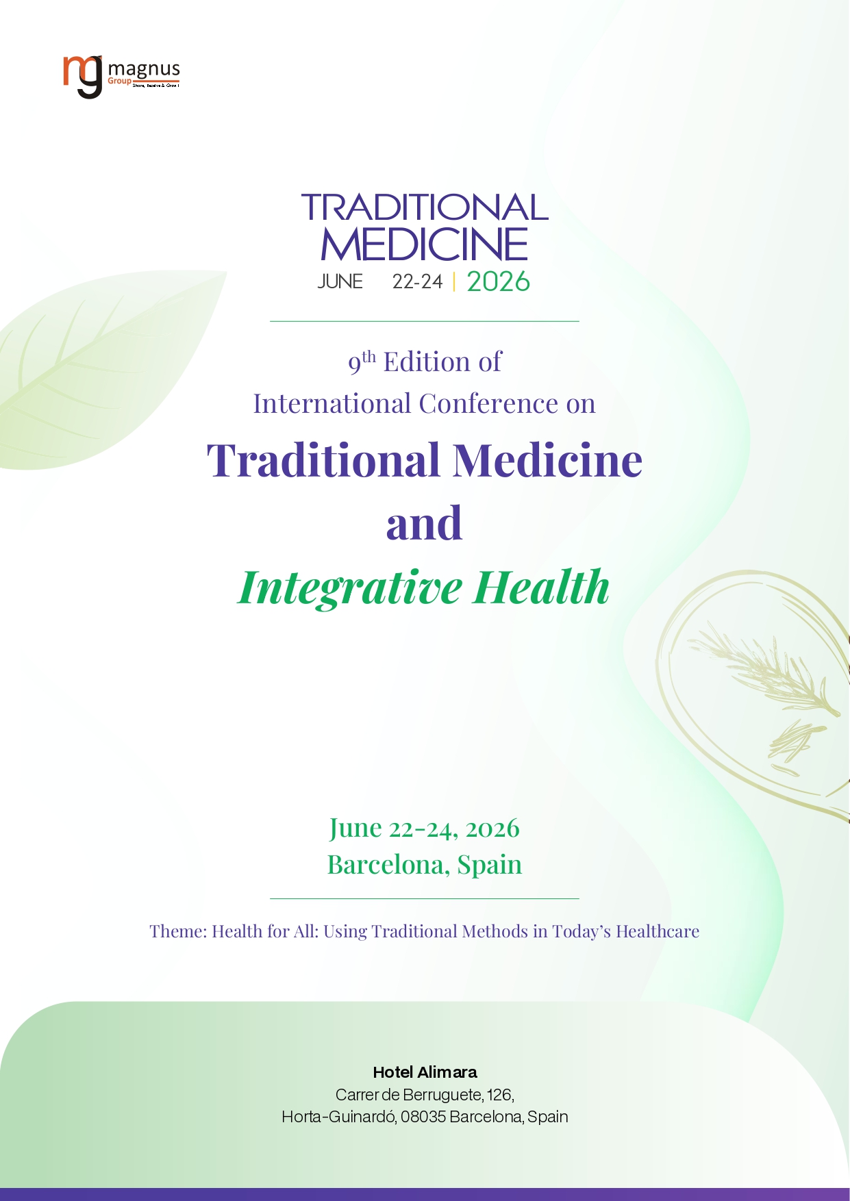 9th Edition of International Conference on Traditional Medicine and Integrative Health | Barcelona, Spain Book