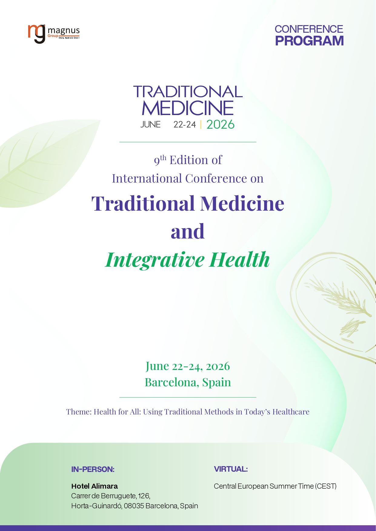 9th Edition of International Conference on Traditional Medicine and Integrative Health | Barcelona, Spain Program